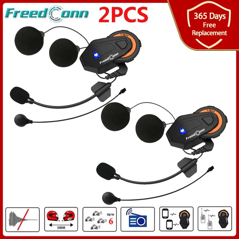 2 шт. Freedconn T MAX E Водонепроницаемый мотоцикла 6 Riders Group говорить FM радио Bluetooth 4 1 шлем