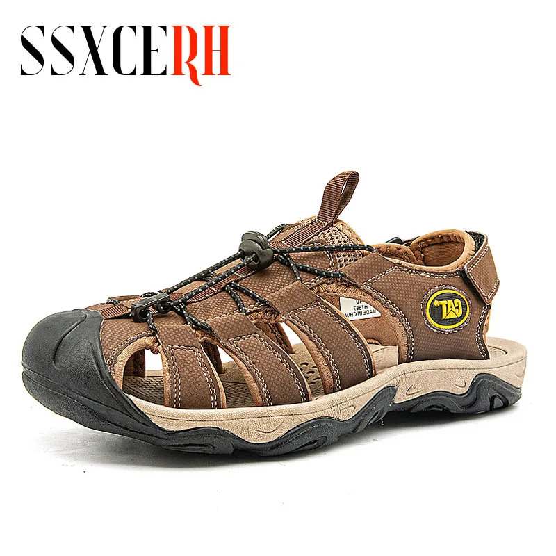 

Men's Sandals Summer Breathable Sandals Soft Comfortable Men Fashion Shoes Genuine Leather Sandals Outdoor Men Roman Sandals