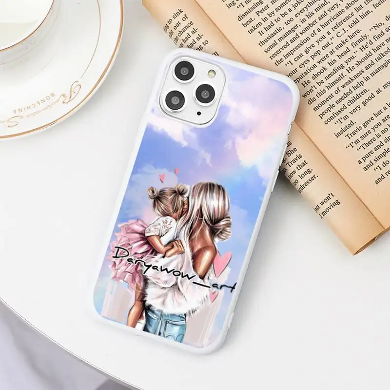 

girl Queen Mom baby sky Phone Case White Candy Color for iPhone 11 12 mini pro XS MAX 8 7 6 6S Plus X SE 2020 XR