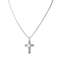 european light luxury punk fashion jewelry decoration pendant stainless steel men and women pearl cross necklaces