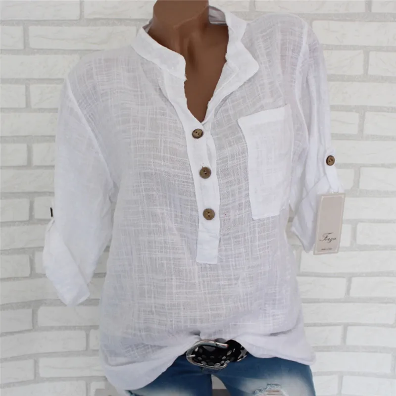 Женская мешковатая блузка в стиле бохо хлопковый кафтан с длинным рукавом и v