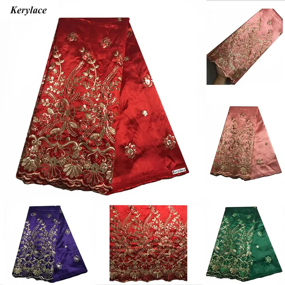 Новое поступление 5 ярдов красное нигерийское кружево 2020 африканские блестки