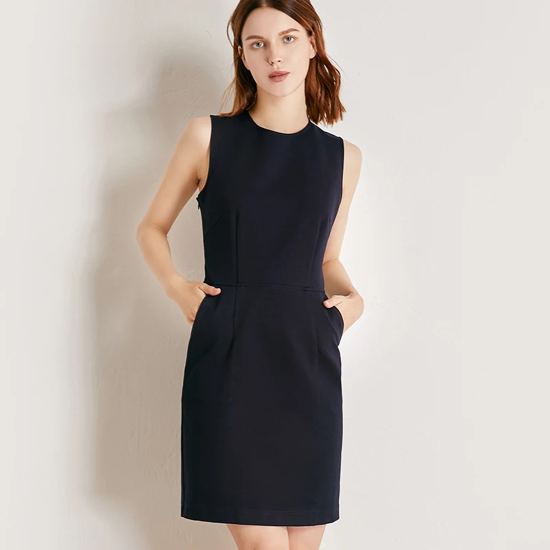 Женское платье с открытой спиной и круглым вырезом без рукавов|Женские платья| |