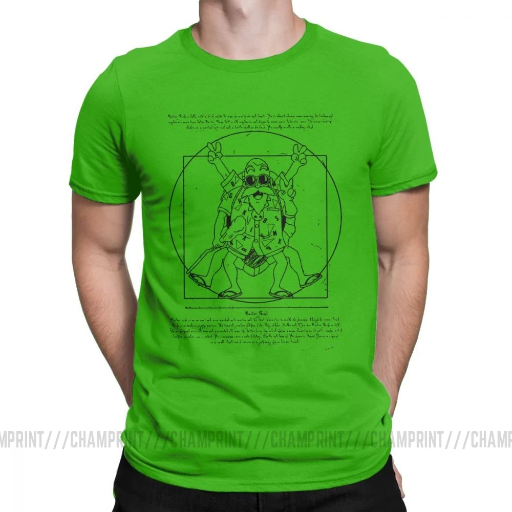 Мужская футболка Vitruvian Roshi Dragon Ball Z, забавная футболка из чистого хлопка с коротким рукавом, футболка Goku Super Saiyan Vegeta Dbz, футболка в стиле Харадзюку - Цвет: Зеленый