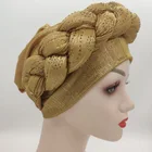 Новейшая шапочка-тюрбан с блестящими камнями для женщин, готовые женские головные повязки, африканские автоповязки Aso Oke, головные повязки уже сделанные