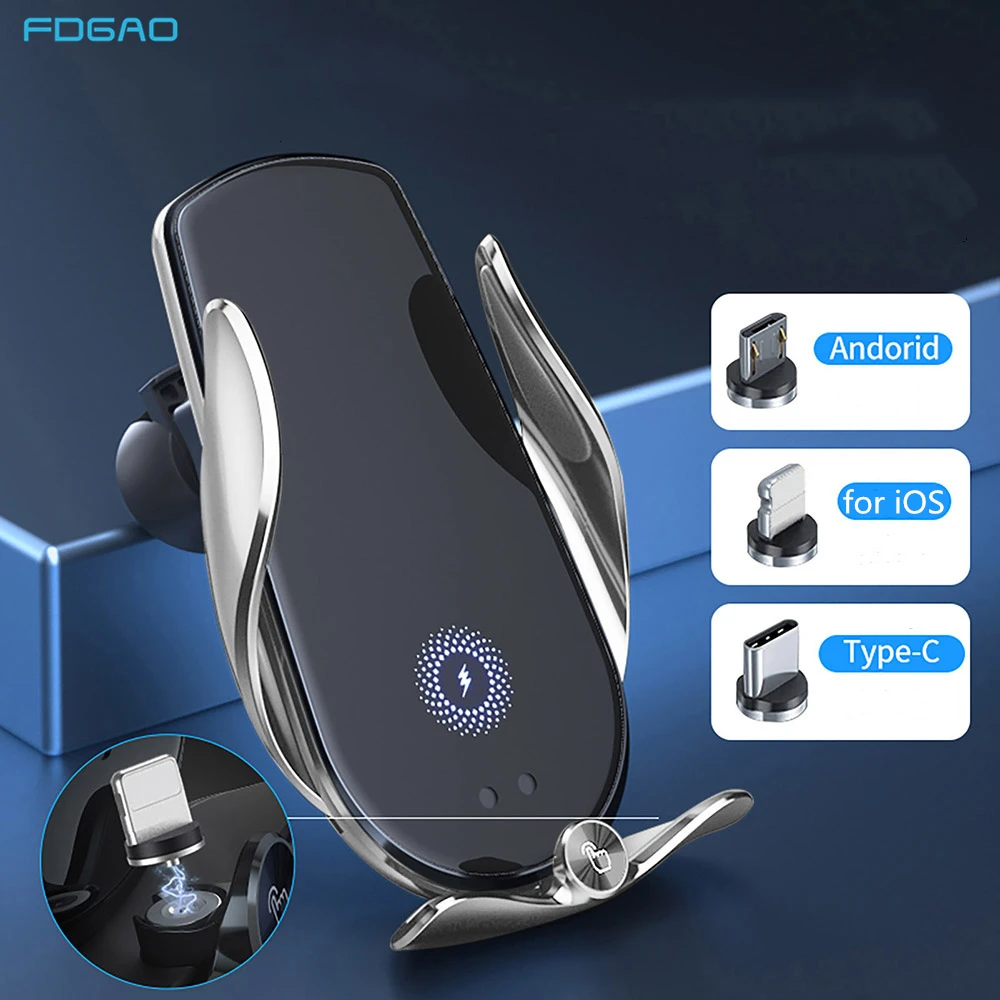 15w qi wireless car charger magnetic infrared sensor automatic clamping phone holder for iphone 13 12 11 xs xr x samsung s20 s21 free global shipping