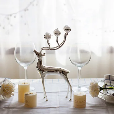 

Simple Modern Metal Silver Elk Candle Holder Creative Home Simple Silver Plated Alloy Decorative Arts And Crafts Ornaments
