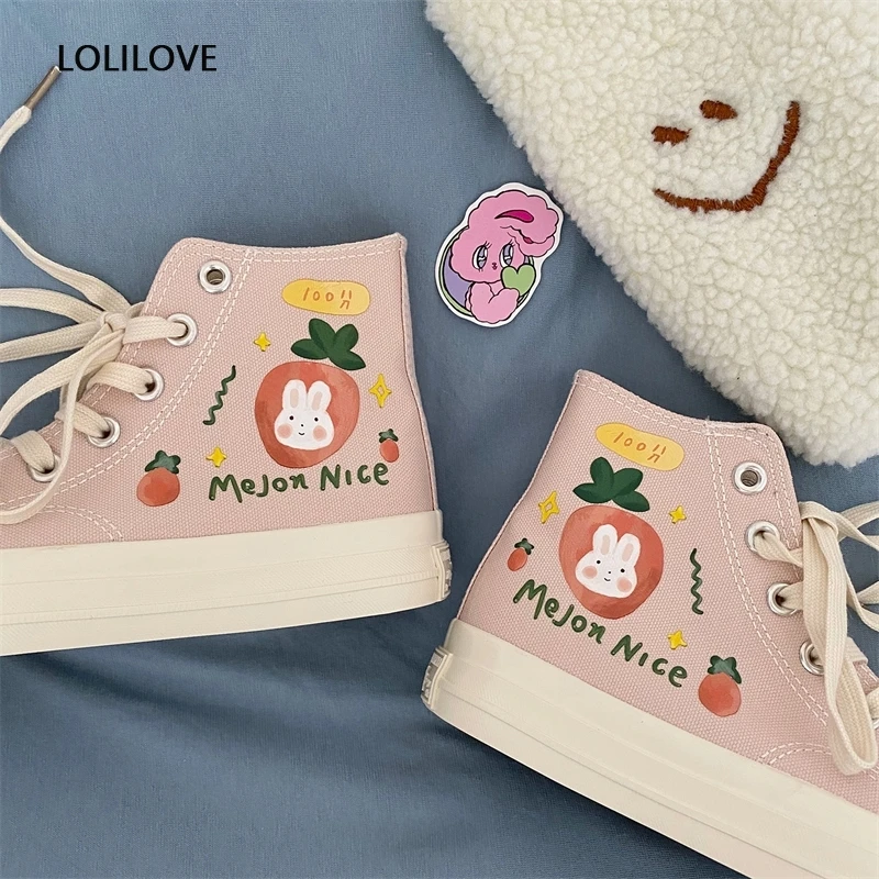 

Shoes Japanese style Pink Women Canvas Flats Vulcanized Shoes Retro girl Sweet Lolita Korean shoes 2021 Anime Casual Shoes