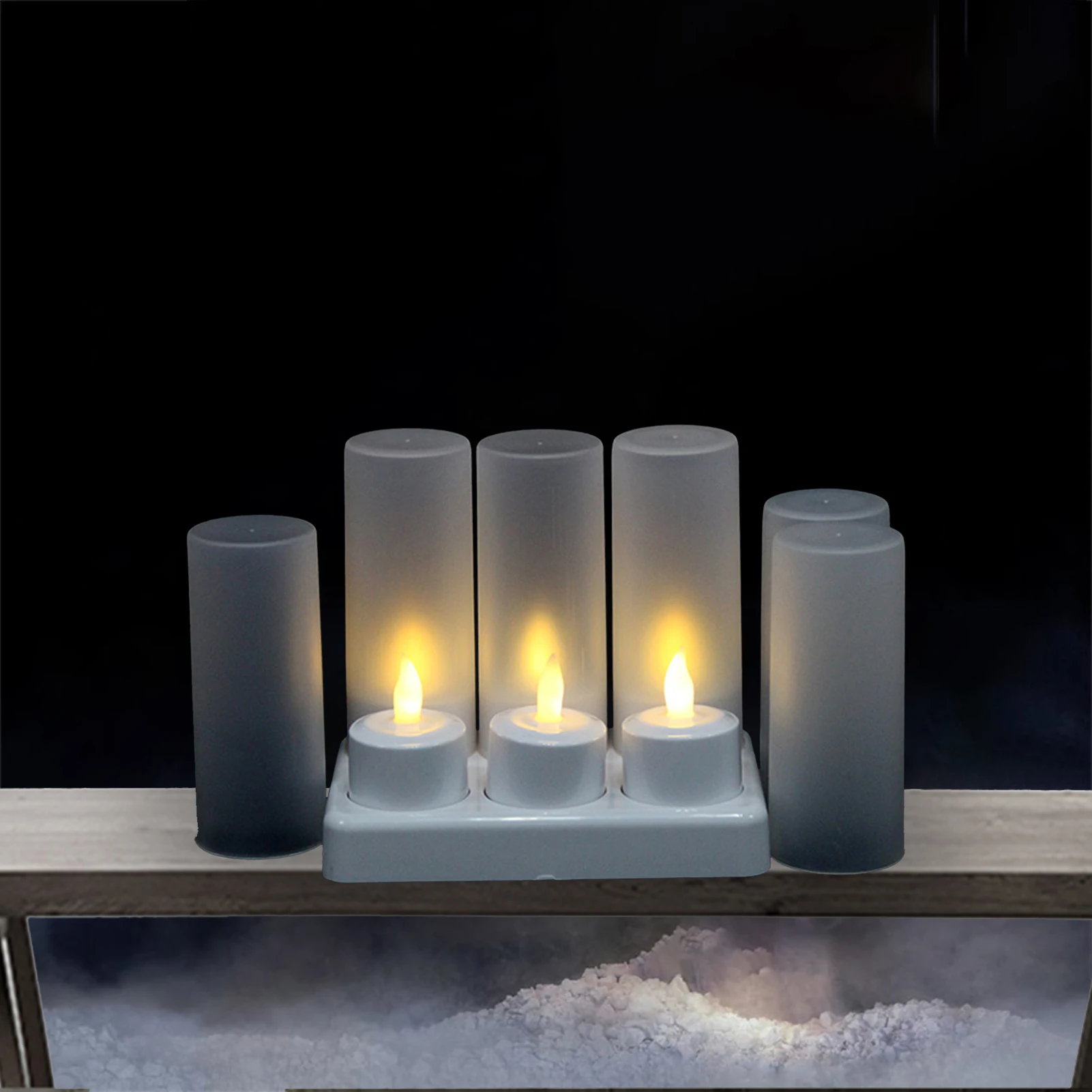 

6Pcs Candle Shape LED Night Light Atmosphere-Decorative Lamp Charging Yellow Light Electronic LED Candle Lamp for Ceremony Light
