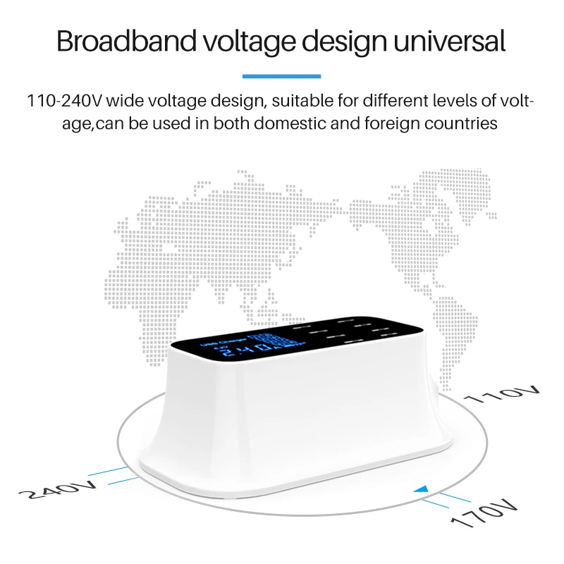8 портов цифровой ЖК-дисплей USB зарядное устройство для Android iPhone адаптер планшет мобильный телефон 2.4A быстрое зарядное устройство для xiaomi huawei samsung