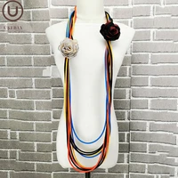 ukebay multicolor rubber pendant necklaces handmade flower necklace women long sweater chains party wedding clothing accessories