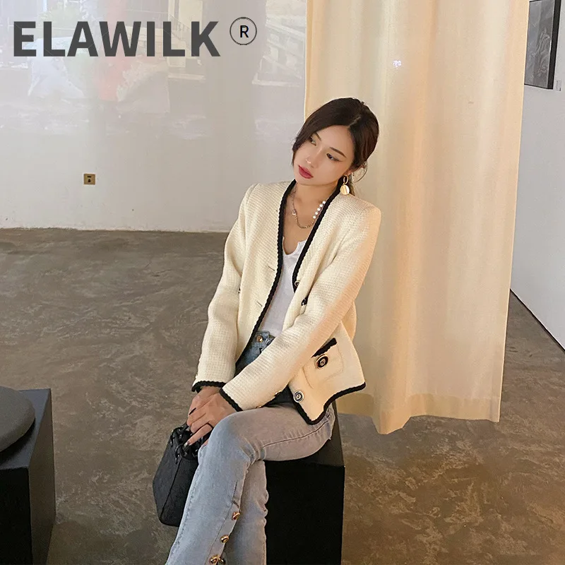 

Женское шерстяное пальто, подиумное однобортное пальто из твида, с V-образным вырезом и карманами, Осень-зима 2021