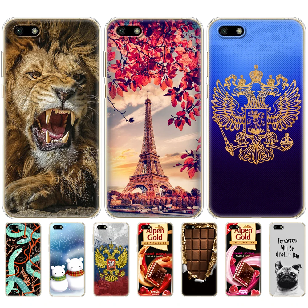 Силиконовый чехол для Huawei Y5 2018 PRIME 5 45 дюйма мягкий мультяшный ТПУ телефона задняя