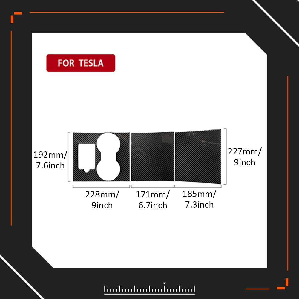

3pcs/kit Decorative Center Console Wrap Protector Dashboard Car Anti Scratch Carbon Fiber Interior Black For Tesla Model 3