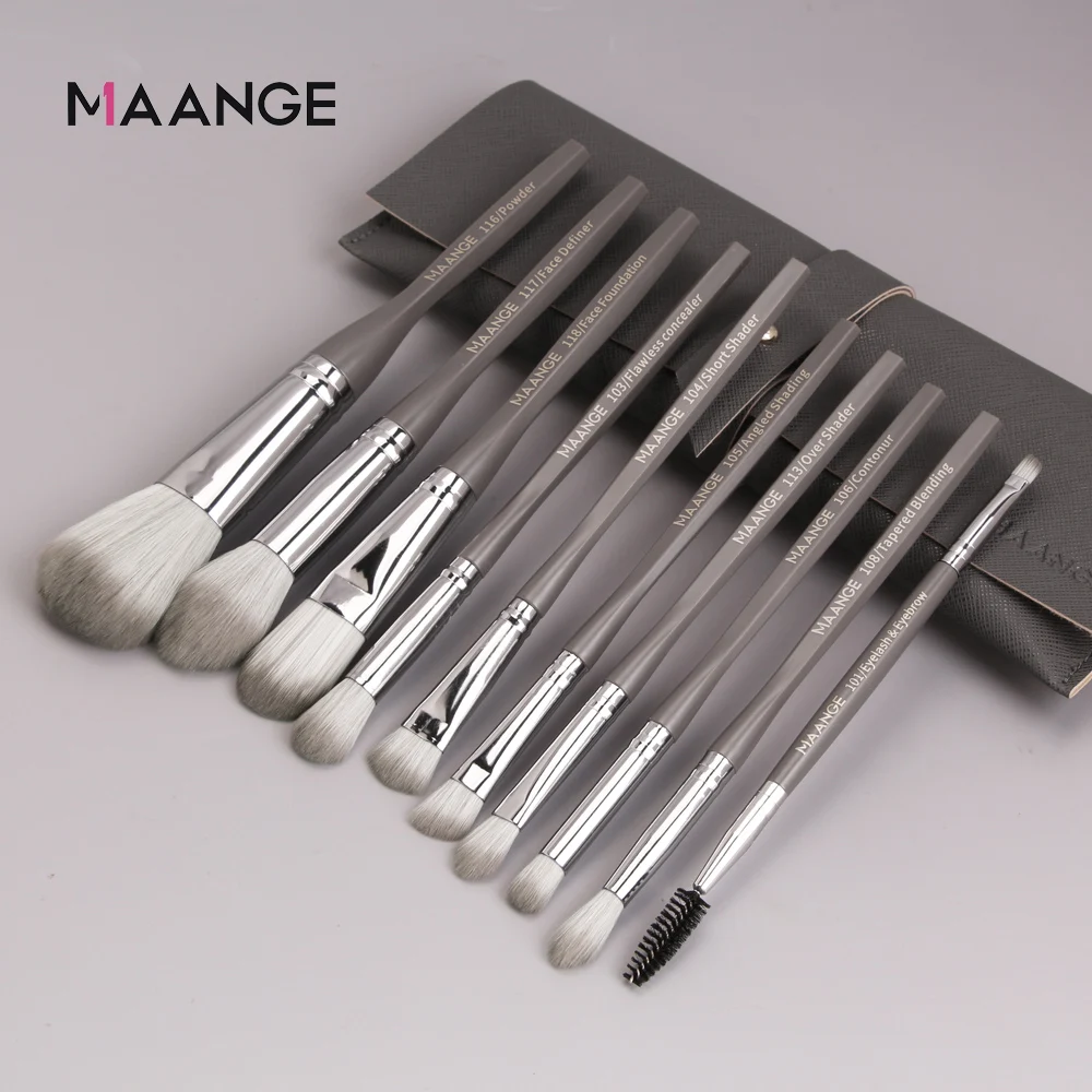 

10 Pcs Makeup Brush Set With Bag Powder Foundation Eyeshadow Lip Eyeliner Blush Blending Face Makeup Brushes tools