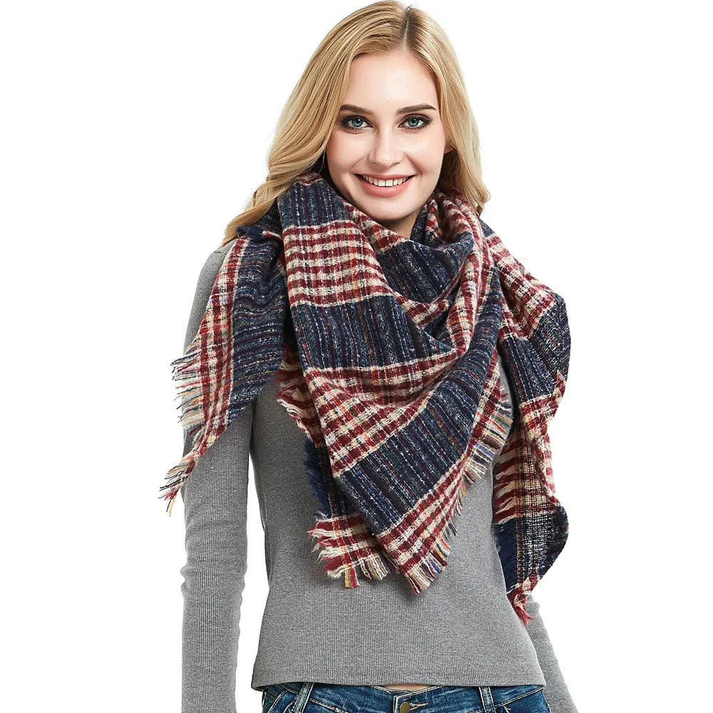 

Женский шарф в полоску, осенне-зимний кашемировый теплый шерстяной шарф, шаль из пашмины, роскошный шарф