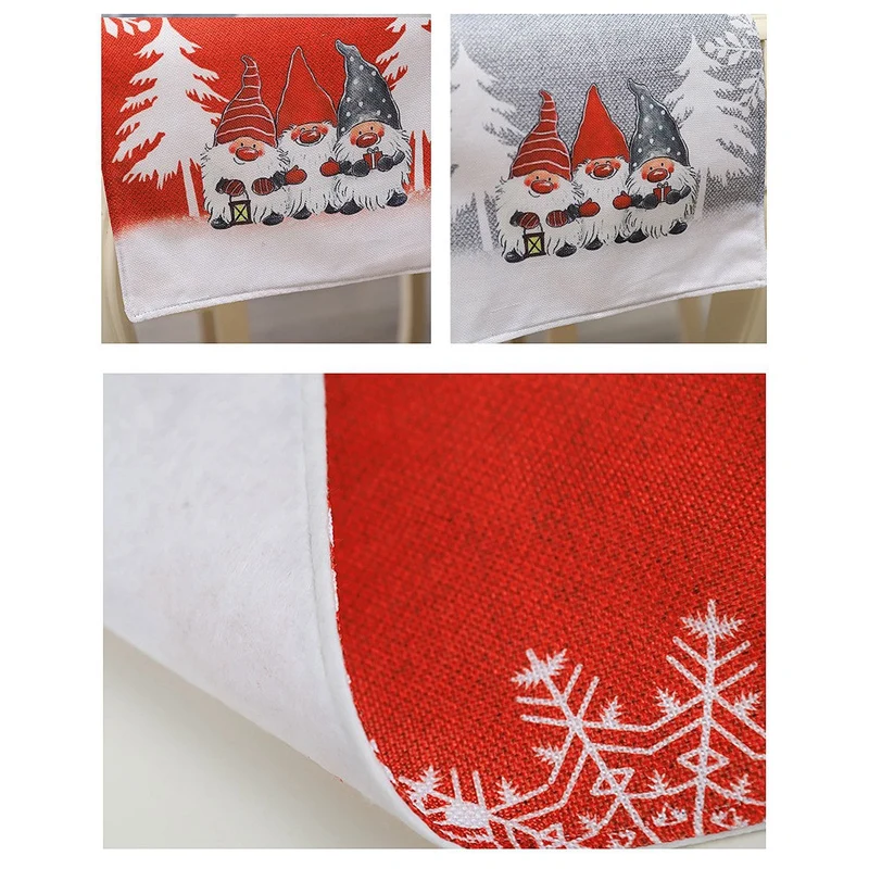 

2021 1Pcs Christmas Table Runner Santa Claus and Snowflake Symmetry At Both Ends Decorative Table Linens Table Flag