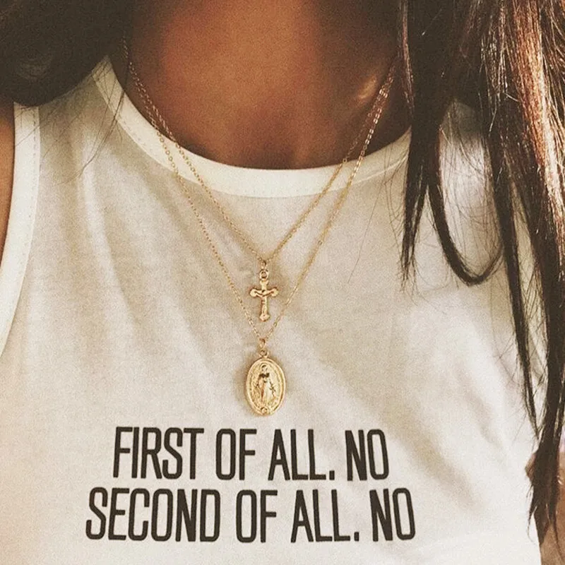 Трендовое золотистое многослойное ожерелье с крестом Иисус Дева Мария цепочка