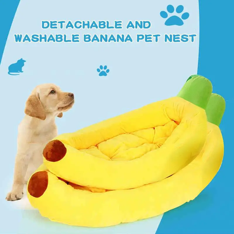

New Fully Removable And Washable Creative Pet Banana Nest Pet Mat Kennel High Quality Cotton Kennel With Zipper