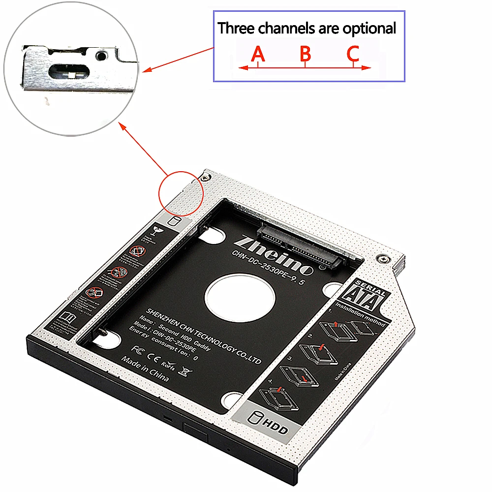 Zheino SATA3 SSD с 9,0 мм 9,5 мм 12,7 мм Caddy 60 ГБ 120 ГБ 240 ГБ 360 ГБ 480 ГБ 128 ГБ 256 ГБ 512 ГБ 1 ТБ 2nd HDD Caddy aluminum