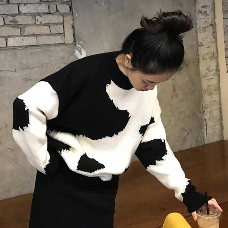 

NiceMix New O-Neck Sweater Women Casual Knitted Pullovers Long Sleeve Loose Women Clothes Autumn Winter Female Tops sueter mujer