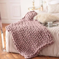 fashion hand knitting chunky merino wool blanket thick big yarn roving knitted yarns blanket warm throw sofa cover blankets