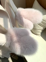 2020 korean style whole leather fox fur fur gloves womens metal lanyard winter warm and trendy fur finger big palm board