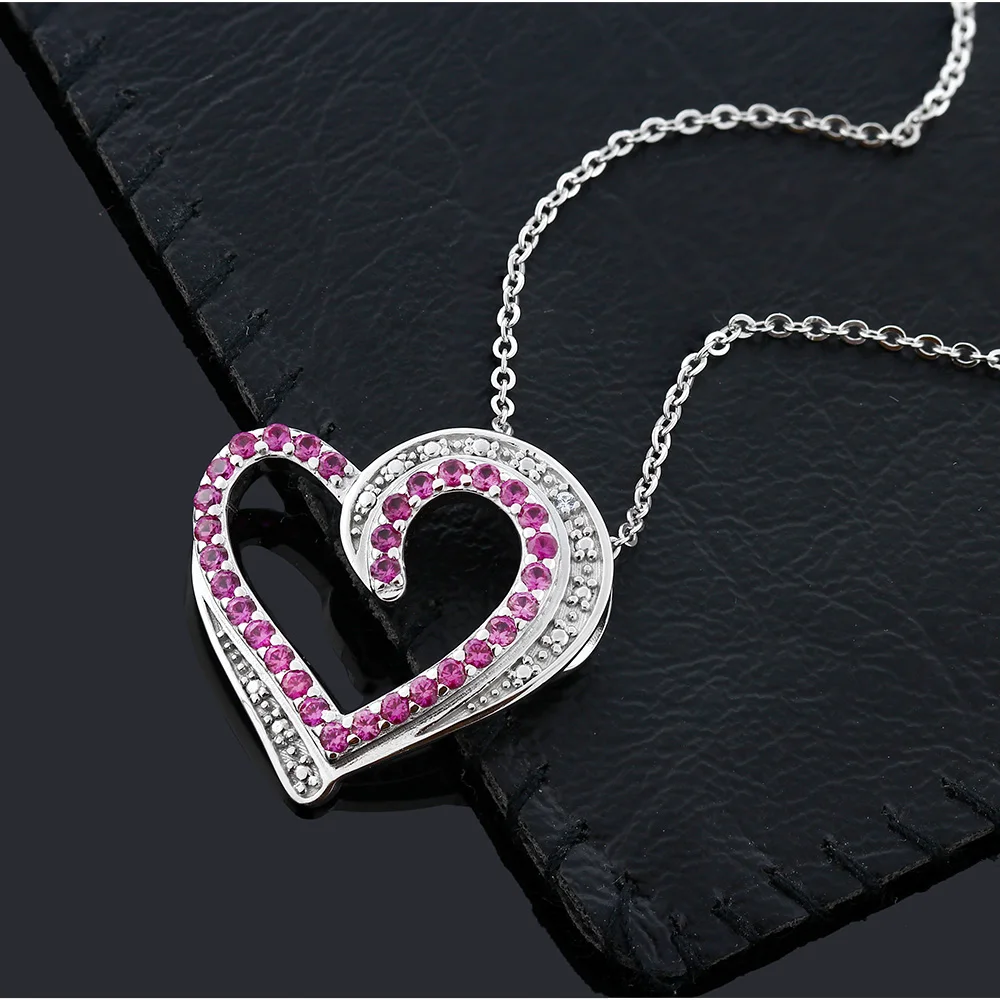 GemStoneKing красивый кулон в форме сердца с рубином и акцентом ожерелье из
