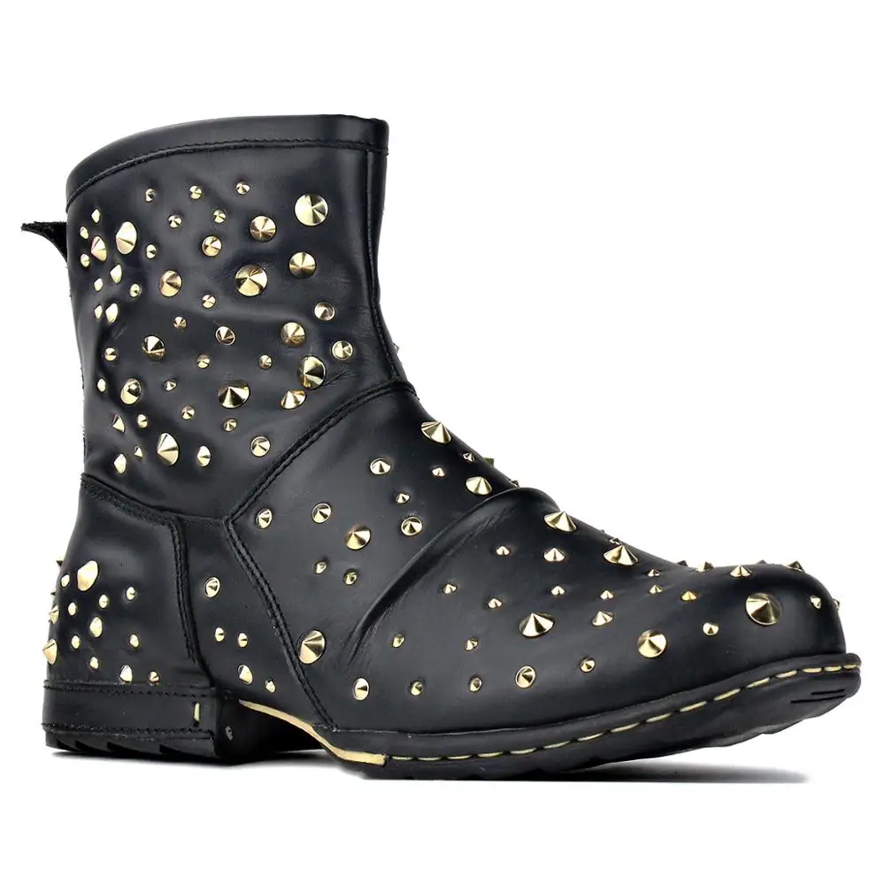 

2020 Western cowboy punk rockport style superstar rivet Boots genuine leather high top quality Goodyear sewing Boots