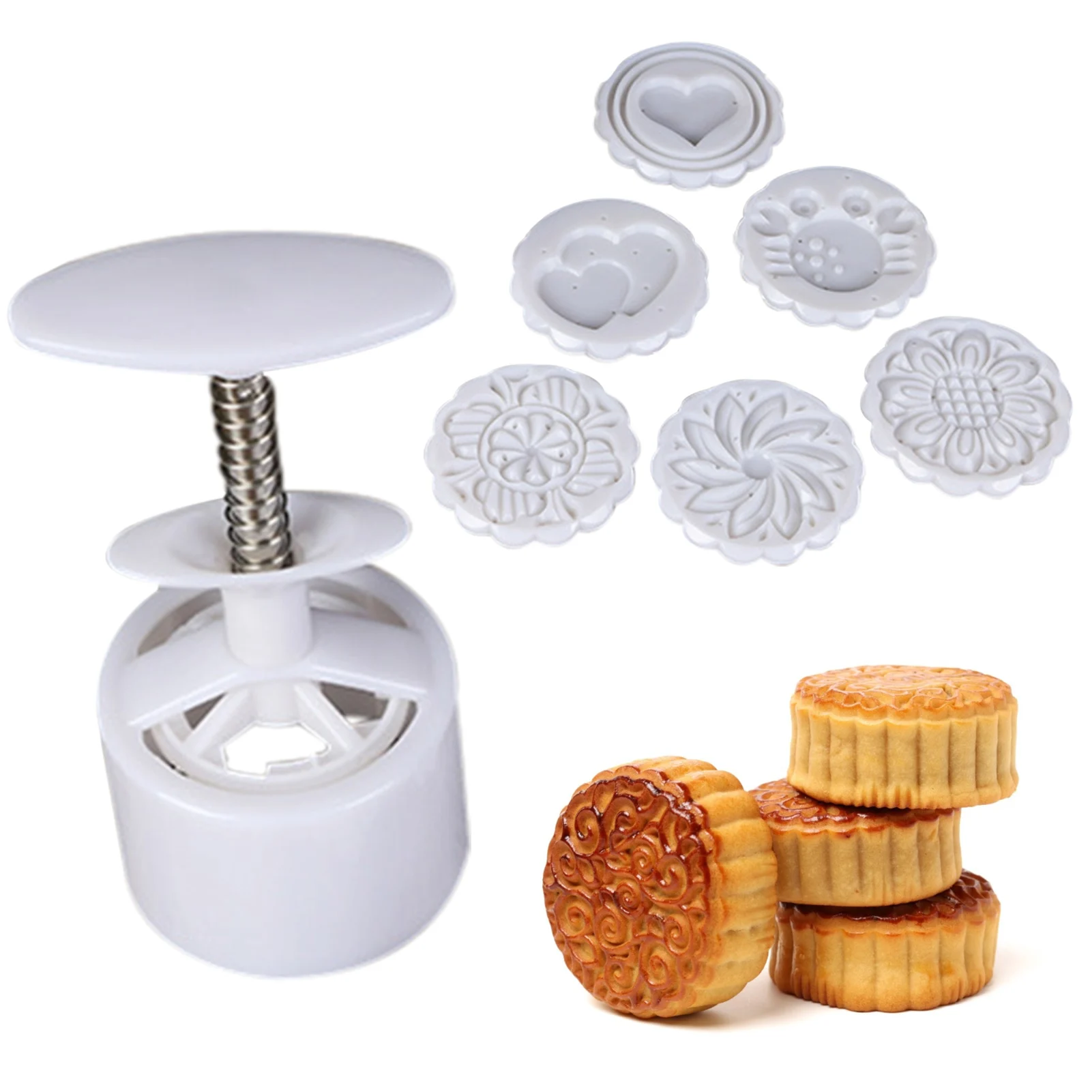 

Лунная лепешка формы ручной-Давление лунный пряник в комплекте набор форм для украшения с 6 шт. марки середины осени DIY ручной Давление Fondant (...