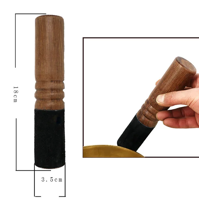 Walnut stick Тибетский буддизм ручной работы медная большая Поющая чаша чаши с кожаной наклейкой и подушкой Budismo Nepal - Цвет: Walnut stick