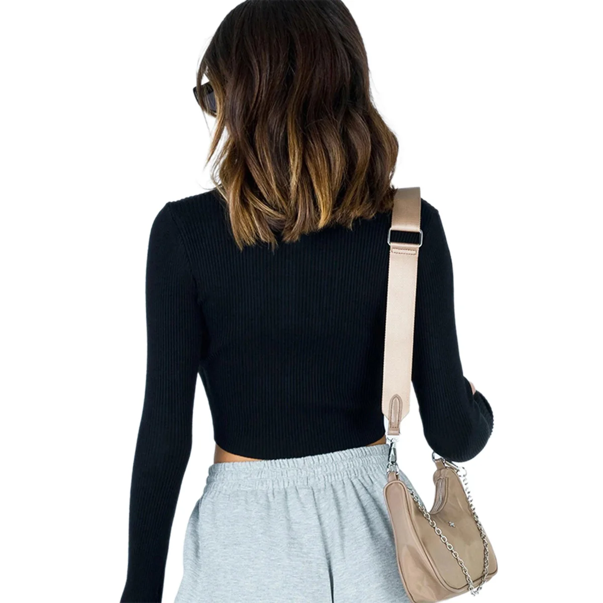 Новые модные женские осенние повседневные облегающие футболки на молнии с