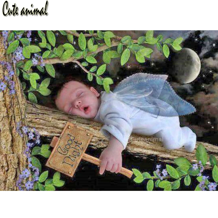 

Алмазная 5D картина Angel baby для творчества, вышивка крестиком, стразы, Милая Детская мозаика, набор для украшения дома