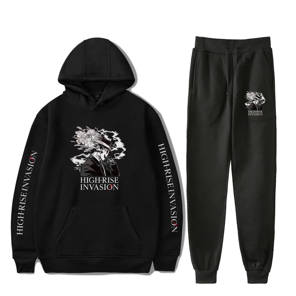 

2020 High-Rise Invasion Hoodies And Pants High-Rise Invasion Print Two Piece Set Hooded Suit Velvet for Men/Women