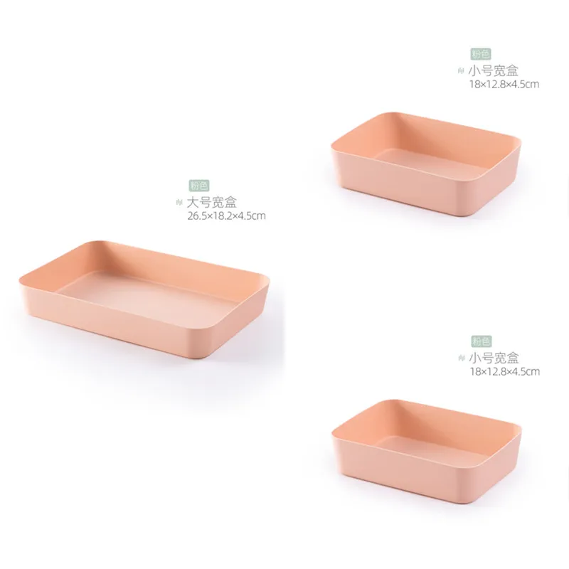 1 L and 2 S pink BNBS пластиковый поднос для сервировки столовых приборов, органайзер для хранения столовых приборов, поднос для доуеров, Кухонные цифровые аксессуары, ящик для косметики - Цвет: 1 L and 2 S pink
