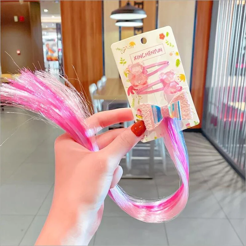 Комплект из 3 предметов для девочек с бантом и рисунком медведя волосы парик