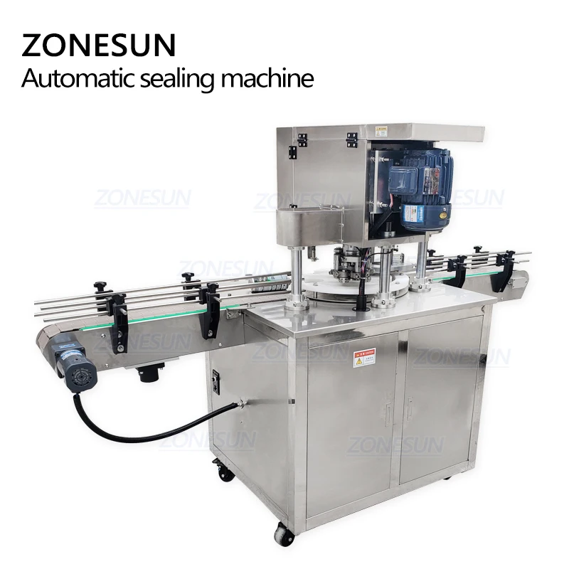 ZONESUN автоматическая машина для запечатывания круглых бутылок фруктов алюминия