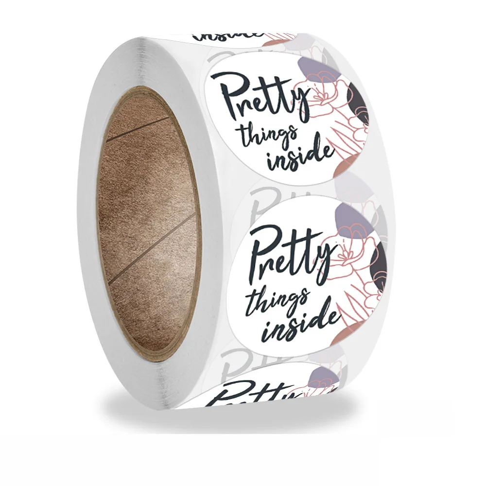 

500pcs 1inch Round Gold Foil Pretty Things Inside Sticker for Shopping Small Shop Local Handmade Gift Package Envelope Stickers