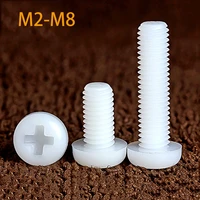 10 50pcs m2 m2 5 m3 m4 m5 m6 m8 metric threaded white nylon plastic phillips pan head cross round screw bolt length 4mm 60mm