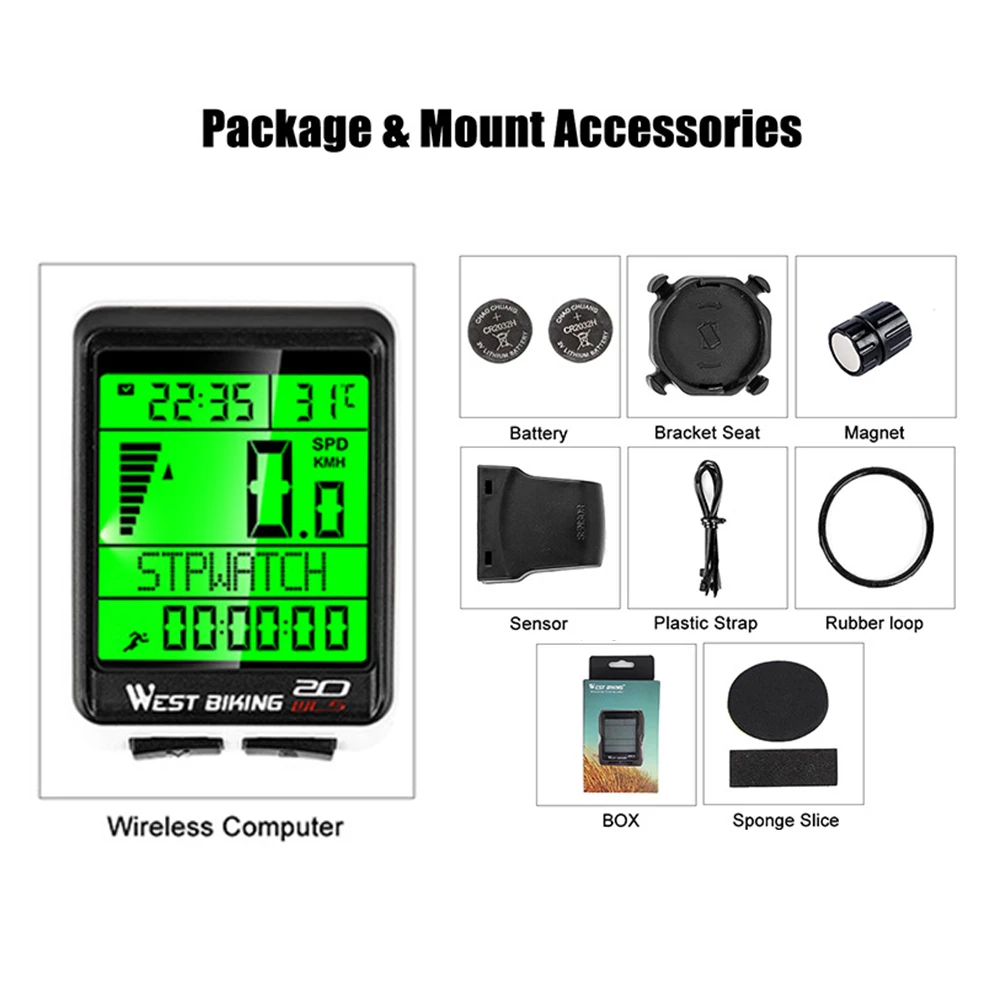 

Wireless Bike Computer Waterproof Bicycle Speedometer with LCD Display Bicycle Speed Tracking
