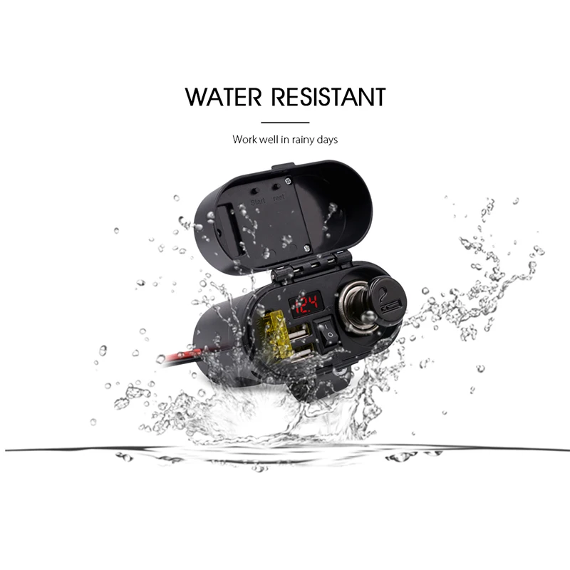 Водонепроницаемый прикуриватель с двумя USB портами и вольтметром 5 В 1 а/2