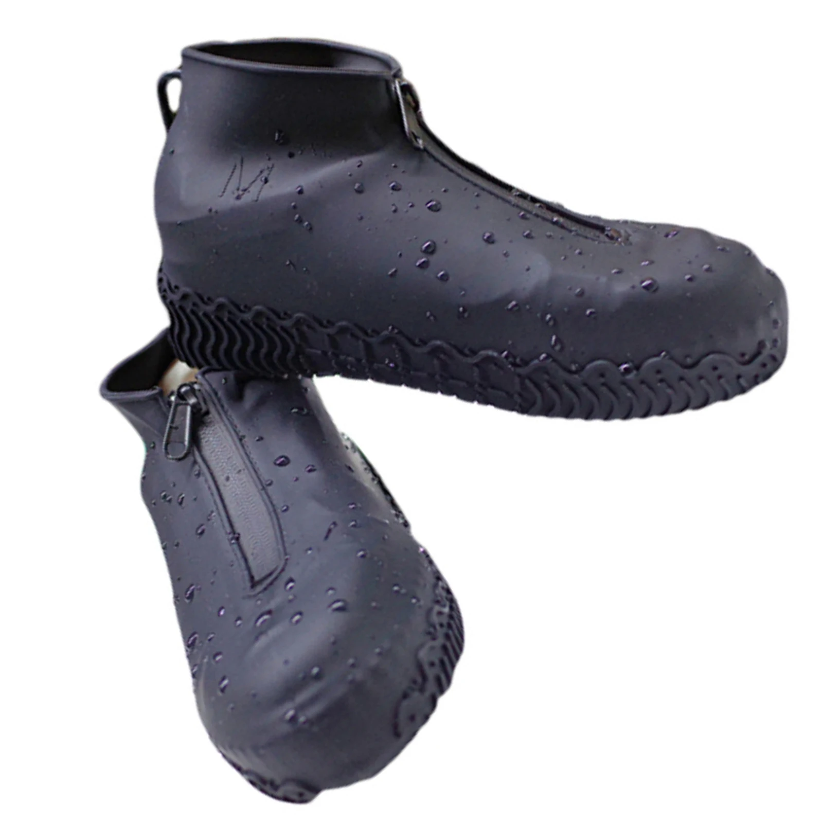 1 Pair Waterproof Shoe Covers Reusable Folding Not-Slip Silicone Rain Shoe Covers With Zipper Outdoor Shoe Protectors