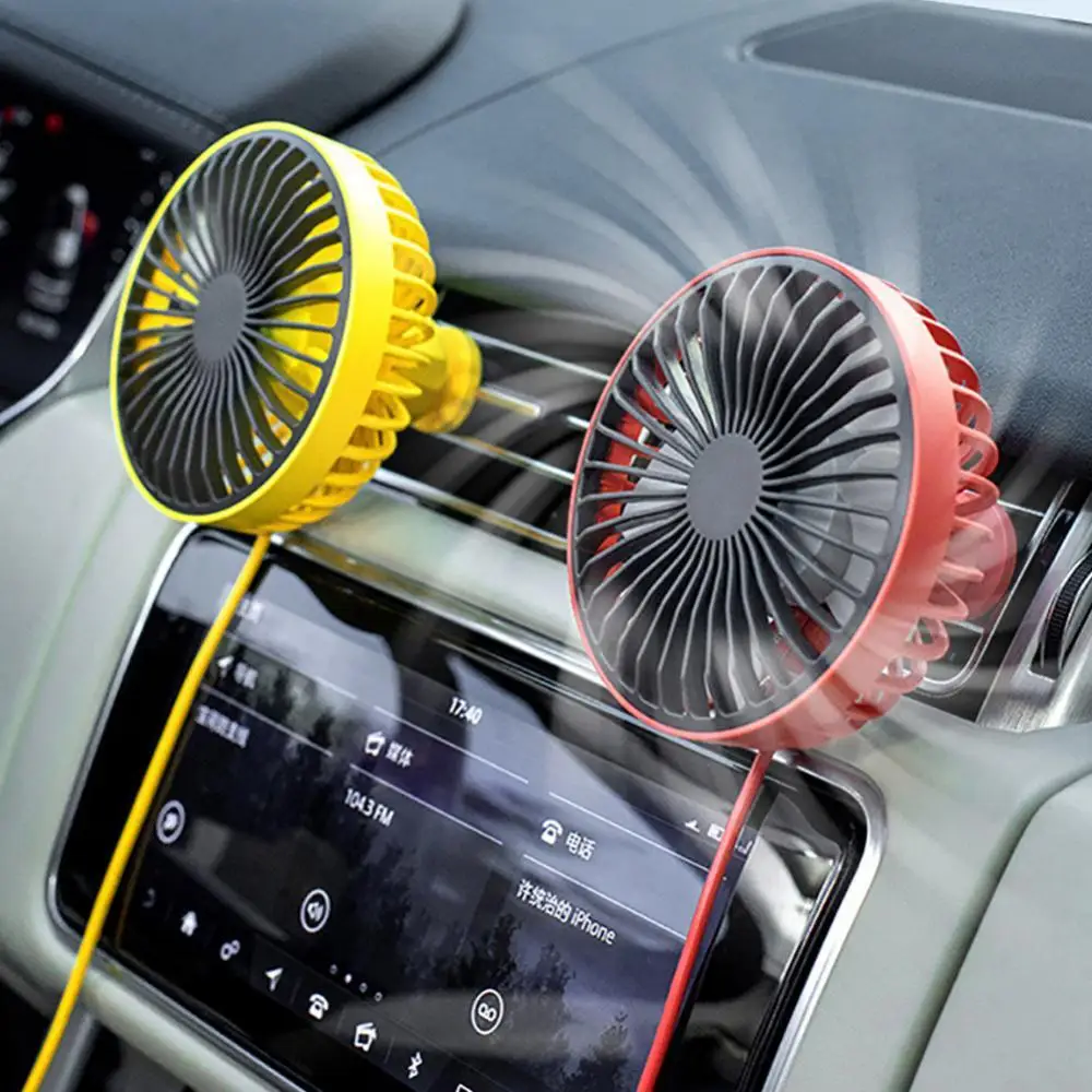 

USB Fan 360 Degree Cooling Rotatable Car Air Vent Mount Cooler with LED Light