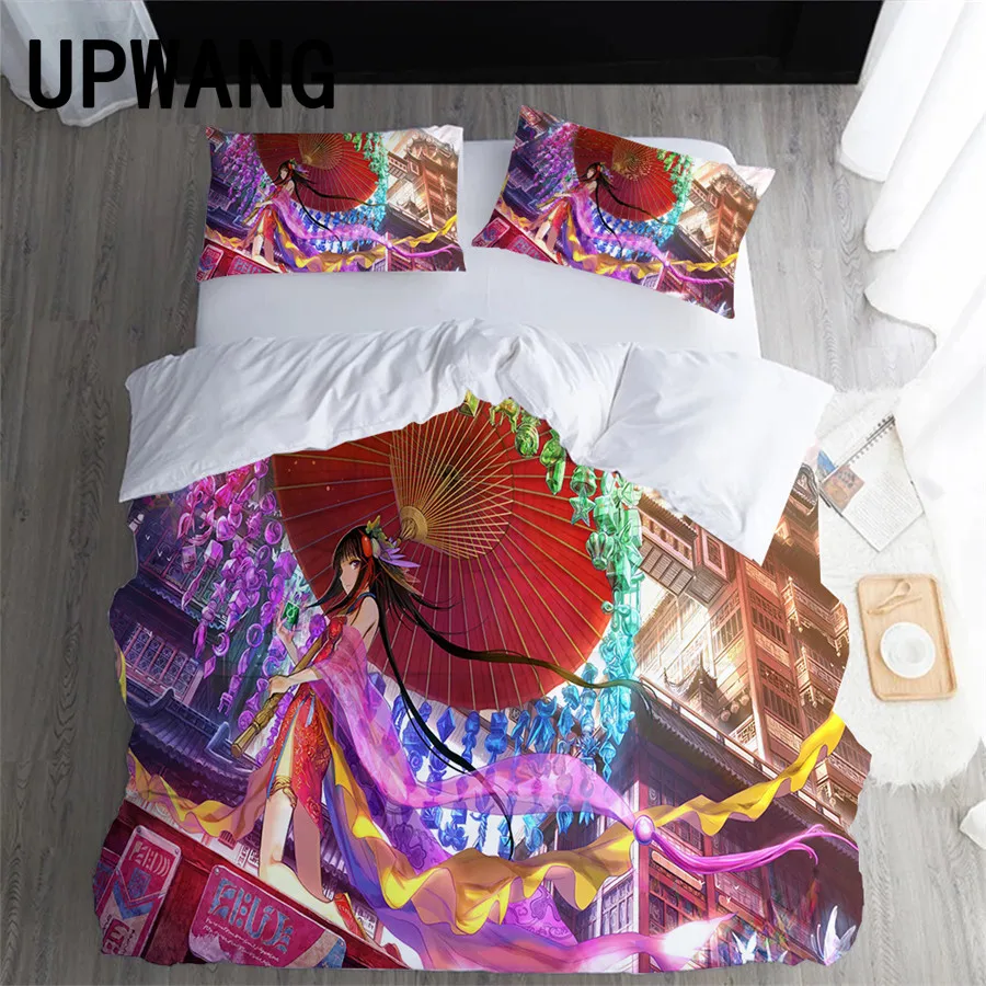 

UPWANG 3D Bedding Set Anime Umbrella Printed Duvet/Quilt Cover Set Bedcloth with Pillowcase Bed Set Home Textiles