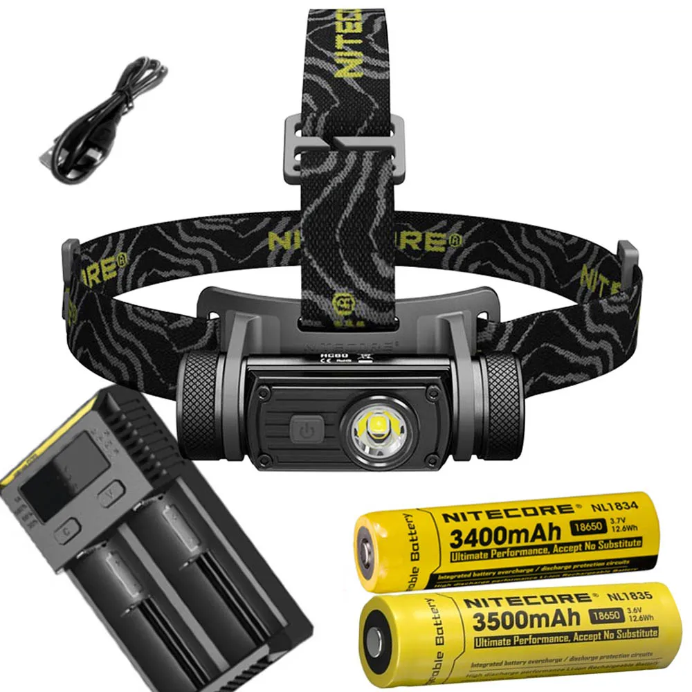 Налобный фонарь Nitecore HC60 CREE XM L2 U2 1000 люмен водонепроницаемый для кемпинга с
