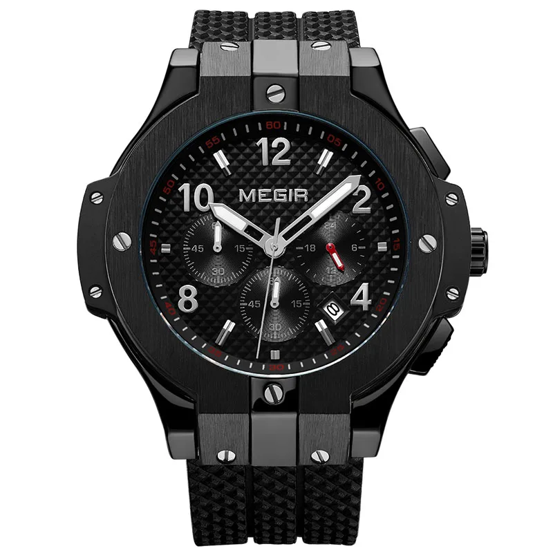 Часы MEGIR Мужские кварцевые повседневные водонепроницаемые спортивные в стиле
