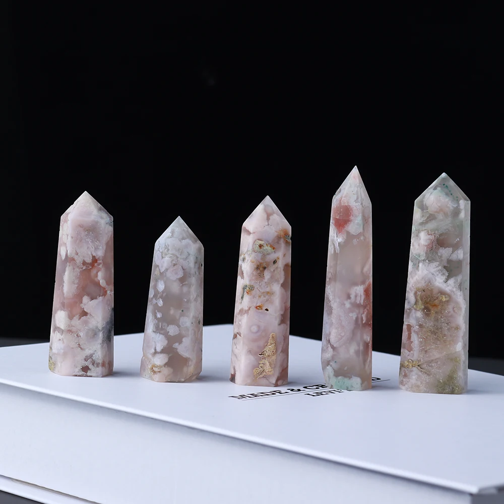 5-8cm Natural Pink Quartz Tower Sakura Agate Crystal Point Energy Stone Reiki Women Gift Home Decorate | Дом и сад