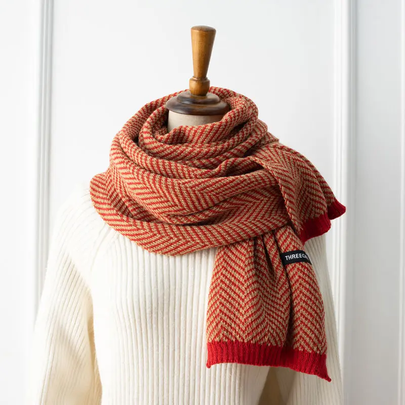 Зеленые полоски шарфы для девочек и мальчиков женщин женские зимние плотные