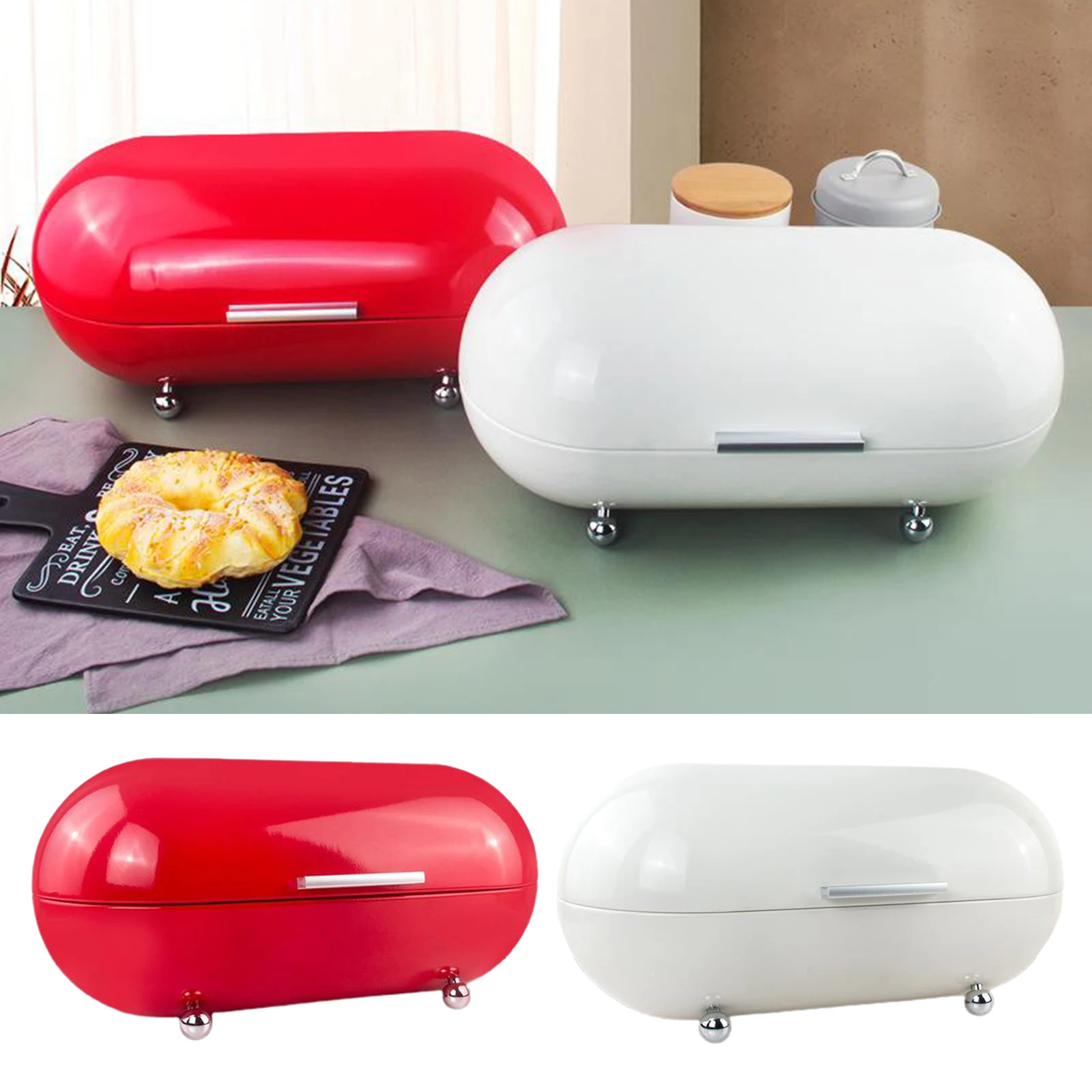 

Metal Bread Storage Box Snacks Fruits Toys Coffee Beans Organizer Holder for Kitchen Office Bars