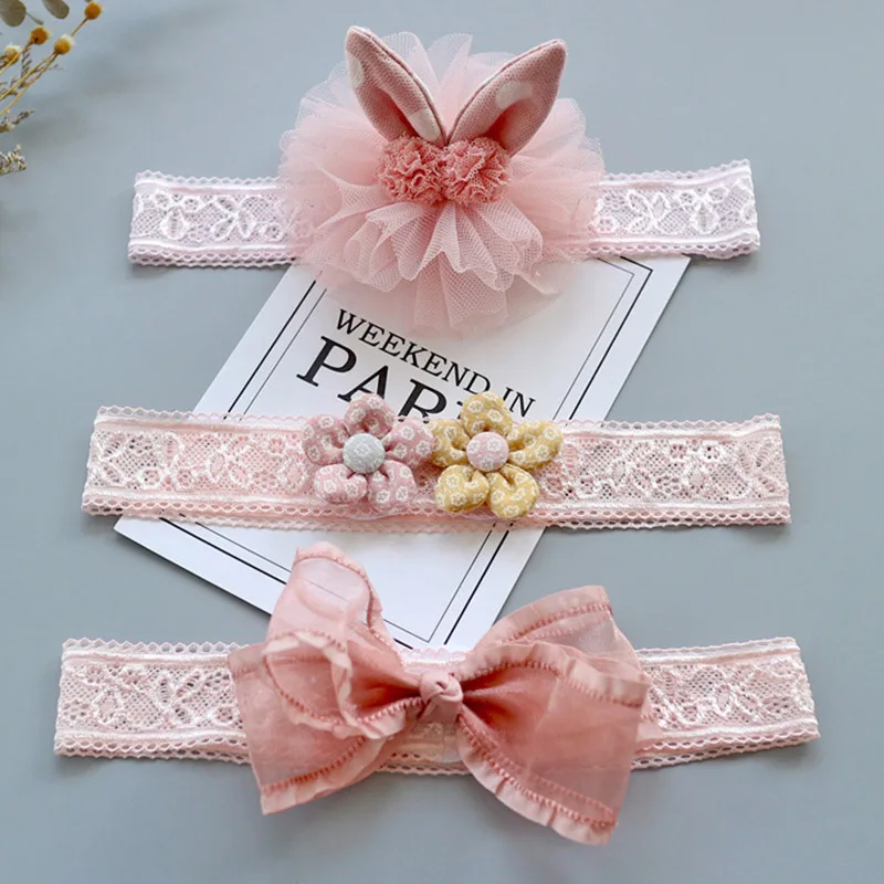 Повязка на голову детская Корона и бант для новорожденных девочек резинки волос 3